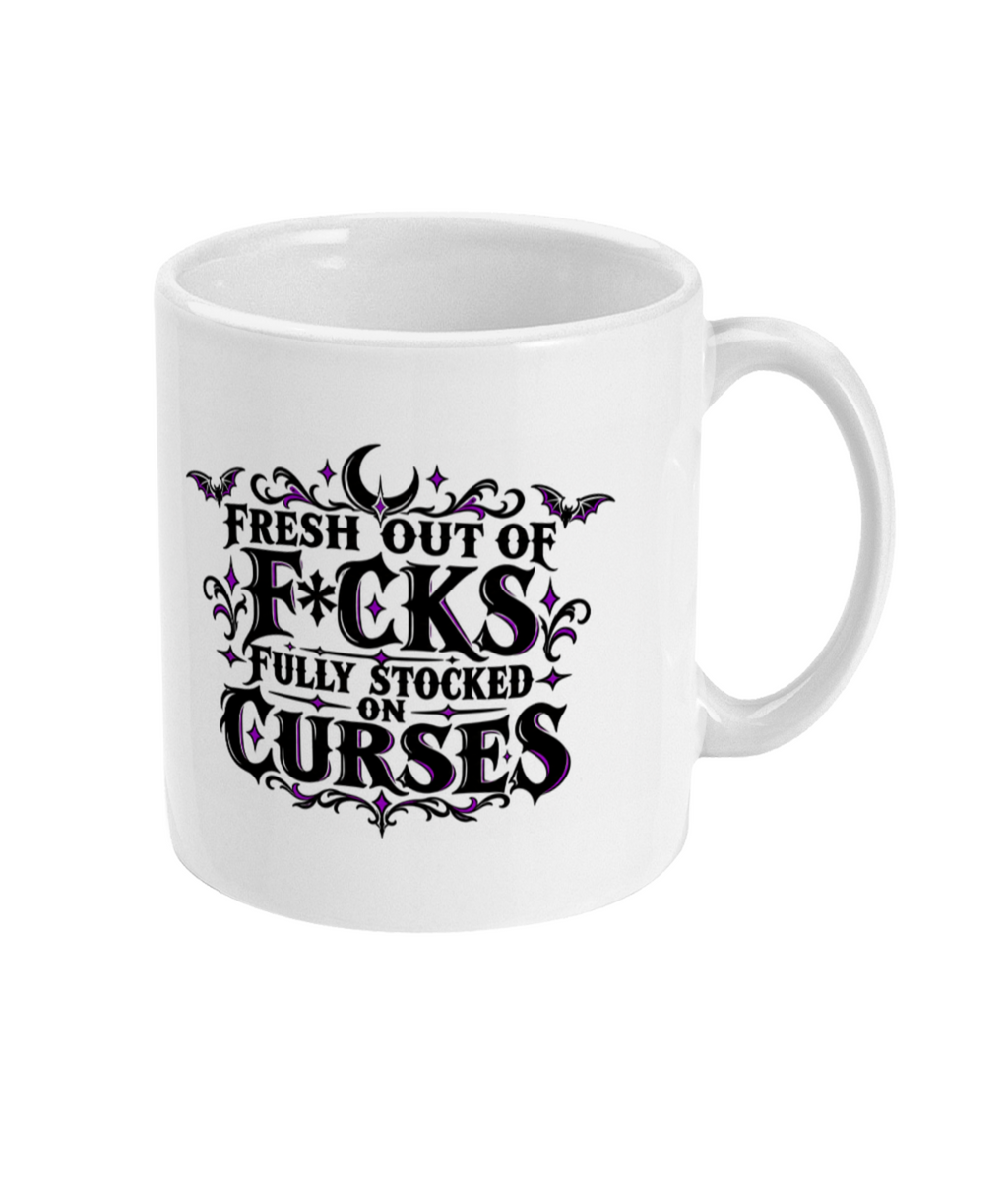 Gothic quote mug — handle on right, design printed on both sides